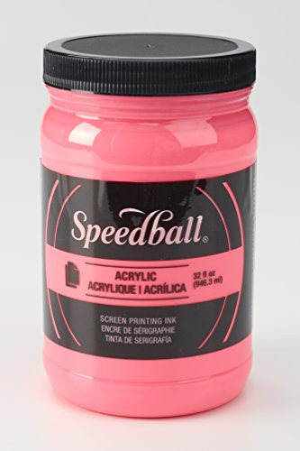 Speedball 046414 Acrylic Screen Printing Ink, 32 fl. oz, Fluorescent Hot Pink