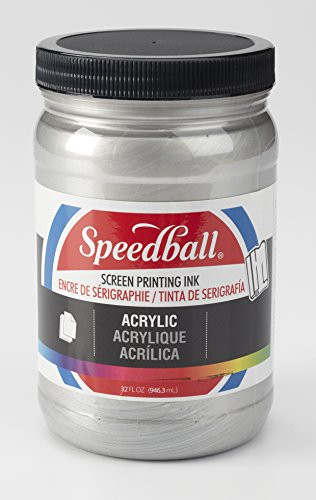 Speedball 004669 Acrylic Screen Printing Ink, 32 fl. oz, Silver
