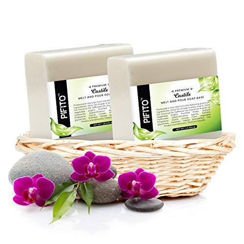Pifito Castile Melt and Pour Soap Base  2 lb  ? Premium 100 Natural Glycerin Soap Base ? Luxurious Soap Making Supplies