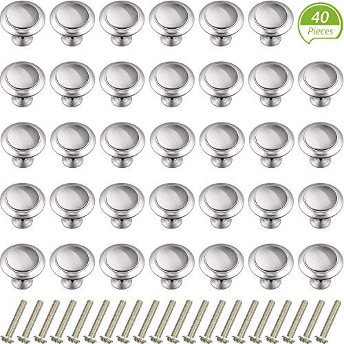 40 Pieces 0 9 Inch Cabinet Knobs Round Cabinet Pulls Cabinet Handles Satin Nickel Kitchen Drawer Pulls Round Drawer Handles Kitchen Cabinet Hardware Cupboard Handles with Screws for Dresser Drawers