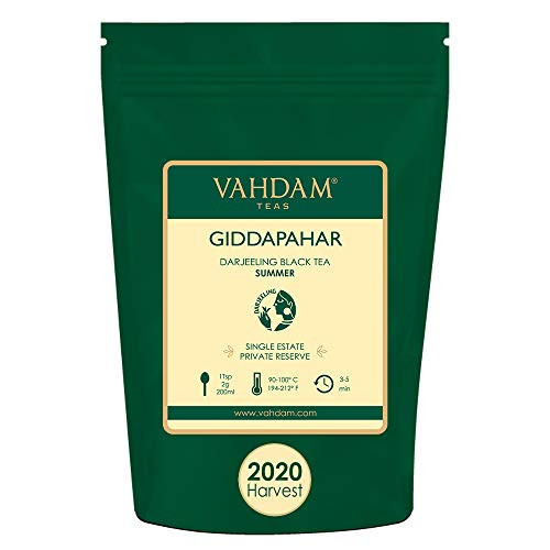 VAHDAM Giddapahar Muscatel Darjeeling Second Flush Black Tea 2020 3 53 oz 100 Pure Unblended Black Loose Leaf Tea Fresh Harvest Sourced directly from Giddapahar Brews 50 Cups VAHDAM Giddapahar Muscatel Darjeeling Second Flush Black Tea 2020 3 53 oz 100 Pure Unblended Black Loose Leaf Tea Fresh Harvest Sourced directly from Giddapahar Brews 50 Cups