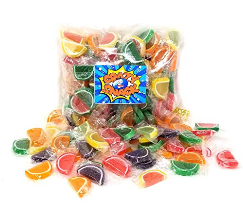 CrazyOutlet Jelly Candy Fruit Slices  Individually Wrapped  Assorted Flavors Bulk Candy  2 Lbs