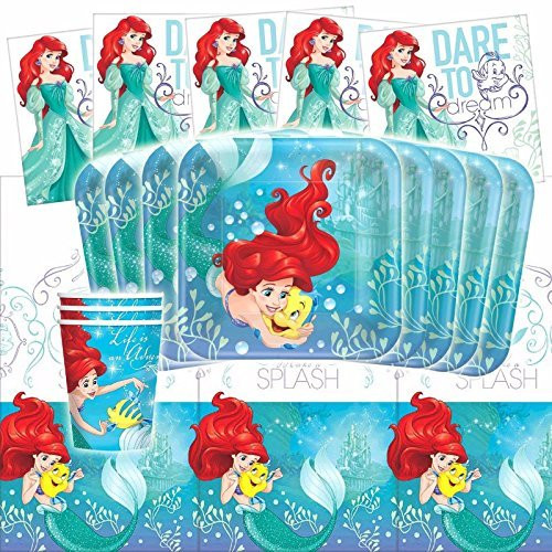 Disney Ariel Dream Big Little Mermaid Birthday Party Tableware Pack Kit For 16 Disney Ariel Dream Big Little Mermaid Birthday Party Tableware Pack Kit For 16