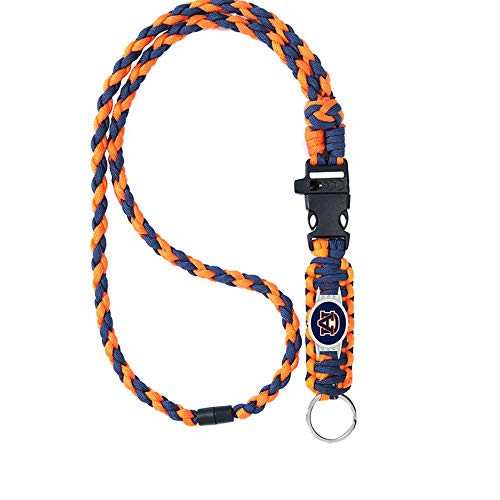 Swamp Fox Auburn Tigers Blue Letters Paracord Lanyard with Team Charm  Neck Clasp  and Keychain Release