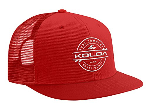 Koloa Surf Thruster Logo Mesh Back Trucker Hat in Red with White Logo