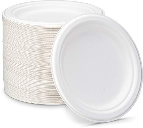 Enviroware 100 Compostable White Plates  125 Count  6 Inch  Made From 100 Natural Sugarcane Fiber   Heavy Duty  Leak Proof  Bagasse  Environmental Friendly  Biodegradable  Sustainable Eco Plates