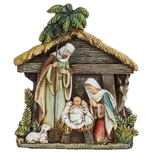Holy Family with Stable Resin Nativity Figurine