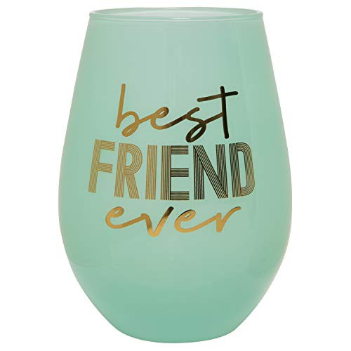 30oz Mint Green Stemless Wine Glass   Best Friend Ever