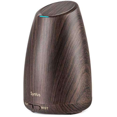 Syntus 150ML Essential Oil Diffuser Ultrasonic Aromatherapy Dark Wood Grain Diffusers with Adjustable Mist Mode and Waterless Auto Shut Off for Home Office
