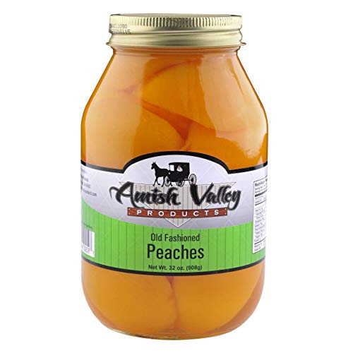 Amish Valley Products Old Fashioned Peaches Halves Canned Jarred in 32 oz Glass Jar  1 Quart Jar   32 oz