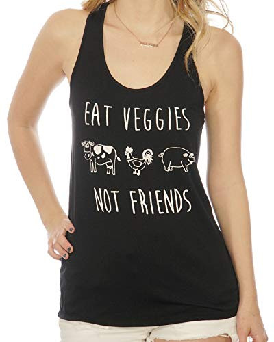 Shop Delfina Eat Veggies Not Friends Vegan Vegetarian Women s Tank Top  Small Black
