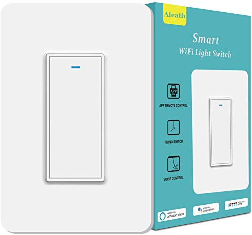 Smart Light Switch  Aleath Smart Switch  2 4Ghz WiFi Light Switch   Neutral Wire Needed  Compatible with Alexa  Google Assistant and IFTTT  Timer and Remote Control   Single Pole Smart Switch 1 Gang