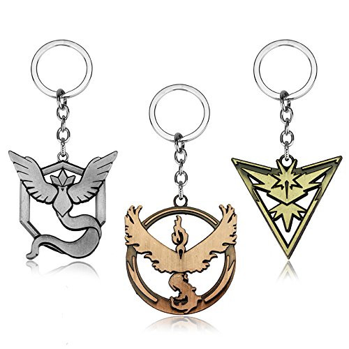 3 Piece Set  Team Valor Keychain   Team Mystic Keychain   Team Instinct Keychain
