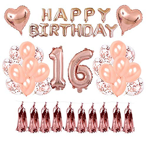16th Birthday Decorations Banner Balloon Number 16 Birthday Balloons 16th Birthday party Balloons kit 16 Years Old Birthday Decoration Supplies Rose Gold 16th Birthday Decorations Banner Balloon Number 16 Birthday Balloons 16th Birthday party Balloons kit 16 Years Old Birthday Decoration Supplies Rose Gold
