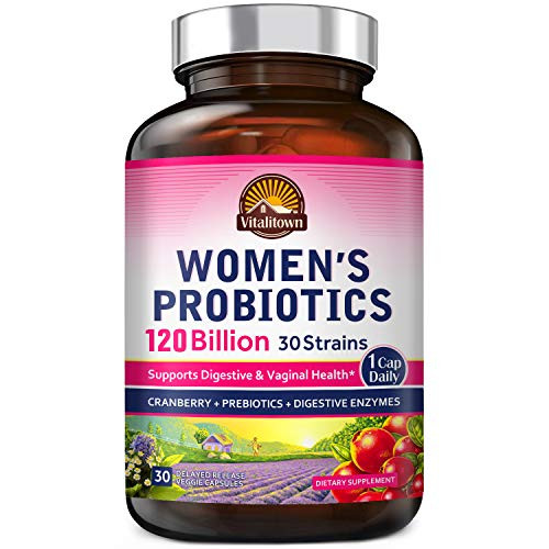 Vitalitown 120 Billion CFUs Womens Probiotics 1 Cap Daily 30 Strains Prebiotics Digestive Enzymes Cranberry Shelf Stable Gut Vaginal Health Vegan Non GMO 30 Delayed Release Veg Caps Vitalitown 120 Billion CFUs Womens Probiotics 1 Cap Daily 30 Strains Prebiotics Digestive Enzymes Cranberry Shelf Stable Gut Vaginal Health Vegan Non GMO 30 Delayed Release Veg Caps