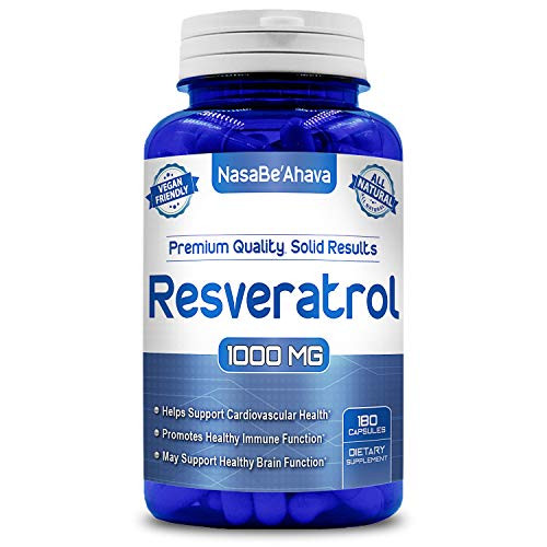 NASA Beahava 100 Pure Resveratrol   1000mg Per Serving Max Strength  180 Capsules  Antioxidant Supplement Extract  Natural Trans Resveratrol Pills for Heart Health   Weight Loss