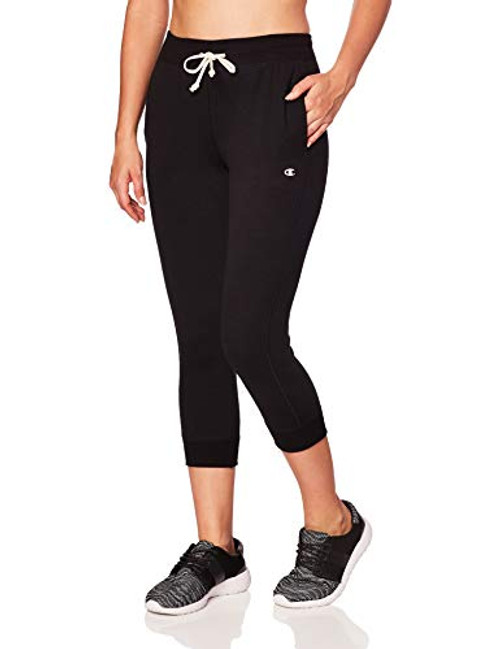 Champion Women s French Terry Jogger Capri  Black  XL