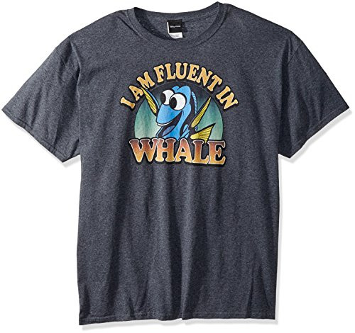 Disney Men s Finding Dory Fluent in Whale Graphic T Shirt  Charcoal Heather  Medium Disney Men s Finding Dory Fluent in Whale Graphic T Shirt  Charcoal Heather  Medium