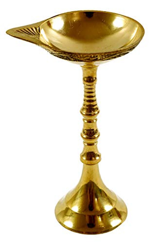 Aatm Brass Handicraft Standing Diya  Height 5 Inches  for Pooja  Diwali and Gifting