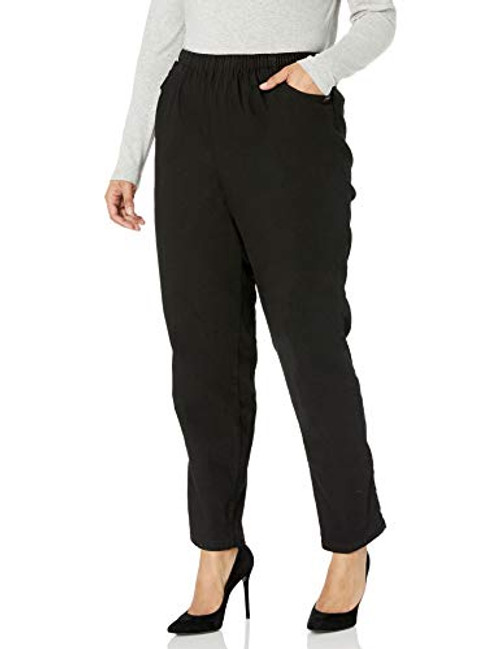 Chic Classic Collection Women s Petite Plus Cotton Pull On Pant with Elastic Waist  Black Denim  20P