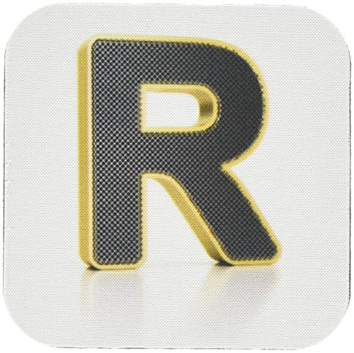3dRose CST 158004 1 Monogram Letter R in Golden Metal with Perforated Front in Gray Soft Coasters  Set of 4
