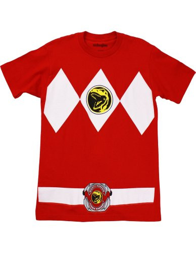 Power Rangers Red Ranger Costume Red Adult T Shirt Tee  Xlarge