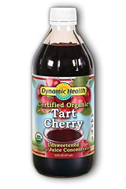 Dynamic Health 100 Unsweetened Pure Organic Certified Tart Cherry Juice Concentrate  16 Ounce Glass Bottle