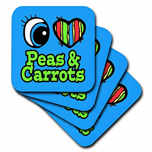 3dRose CST 106369 1 Bright Eye Heart I Love Peas and Carrots Soft Coasters Set of 4 3dRose CST 106369 1 Bright Eye Heart I Love Peas and Carrots Soft Coasters Set of 4