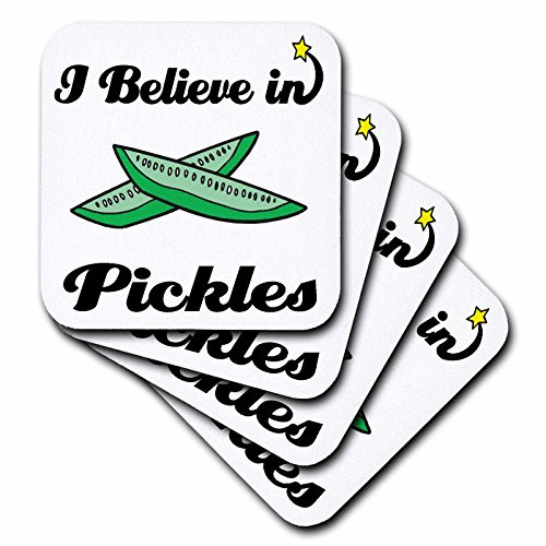 3dRose CST 105464 1 I Believe in Pickles Soft Coasters  Set of 4