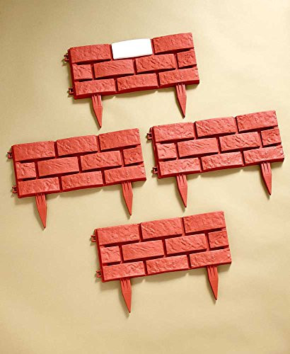 The Lakeside Collection Solar Lighted Brick-Look Border-Terra Cotta