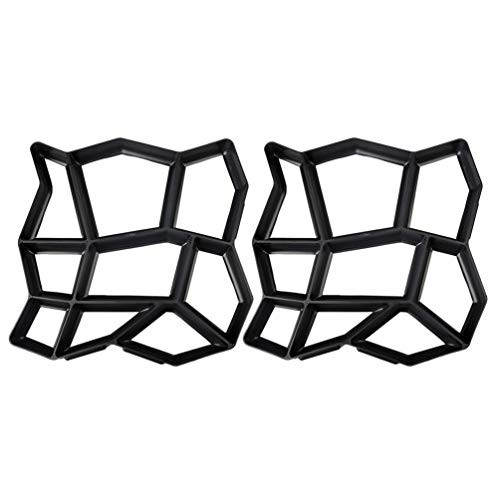 Yarnow 2Pcs Walk Maker Concrete Path Maker Molds Stepping Stone Paver Lawn Patio Yard Garden Pathmate Molding DIY Walkway Pavement Paving Moulds 35x35x3 6CM