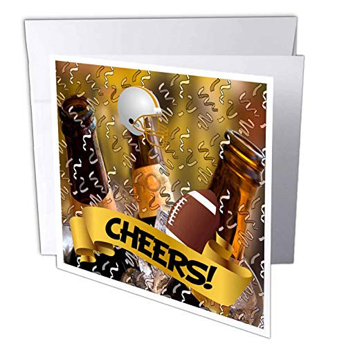 3dRose Cheers Football Sports Theme with Football  Helmet and a Bucket of Beer   Greeting Cards  6 x 6 inches  set of 12  gc 101858 2