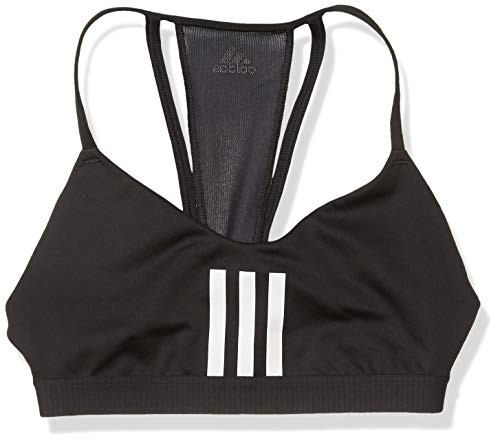 adidas Women s All Me 3 Stripes Mesh AEROREADY Training Pilates Yoga Light Support Workout Bra Black White X Small