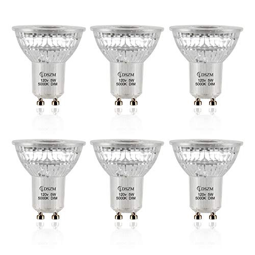 GU10 LED Bulbs  Dimmable MR16 LED Bulb 50 Watt Halogen Equivalent  400lm  5W GU10 Bi Pin Base Light Bulbs  Daylight White 5000K for Recessed Track Lighting  Pack of 6