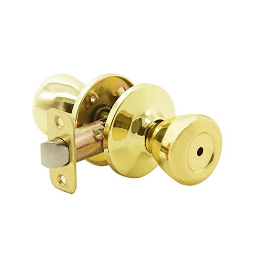 Privacy Keyless Door Knobs Interior Bathroom Bedroom Door Lockset  Solid Steel  Polished Brass  Tulip Style Privacy Door Knobs