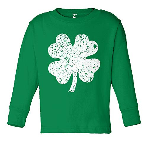 Distressed Four Leaf Clover Luck Irish Long Sleeve Toddler Cotton Jersey Shirt Kelly 4T Distressed Four Leaf Clover Luck Irish Long Sleeve Toddler Cotton Jersey Shirt Kelly 4T