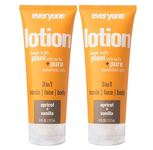 Everyone 3 in 1 Apricot and Vanilla Lotion  Pack of 2  Nourishing Moisture with Vitamin E  Orange Peel Oil and Aloe Barbadensis Leaf  6 fl  oz