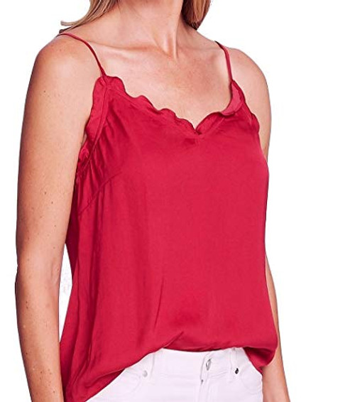 Vince Camuto Womens Satin Ruffled Camisole Top Pink L