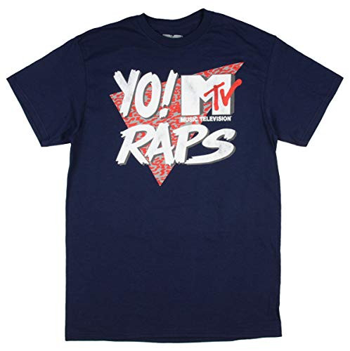 MTV Music Television Men s Yo MTV Raps Distressed Vintage Logo Adult Short Sleeve T Shirt  Medium