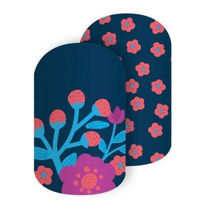 She Blooms   Jamberry Nail Wraps   Full Sheet   Coral Pink   Navy Floral