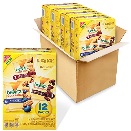 belVita Breakfast Biscuit Bites Variety Pack  3 Flavors  4 Boxes of 12 Packs  48 Total Packs