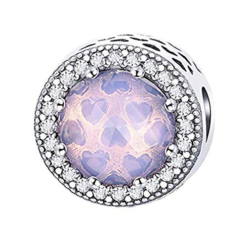 CKK 925 Sterling Silver Classic Crystal Charms for Pandora Charms Bracelets Jewelry Making  Pink   Purple