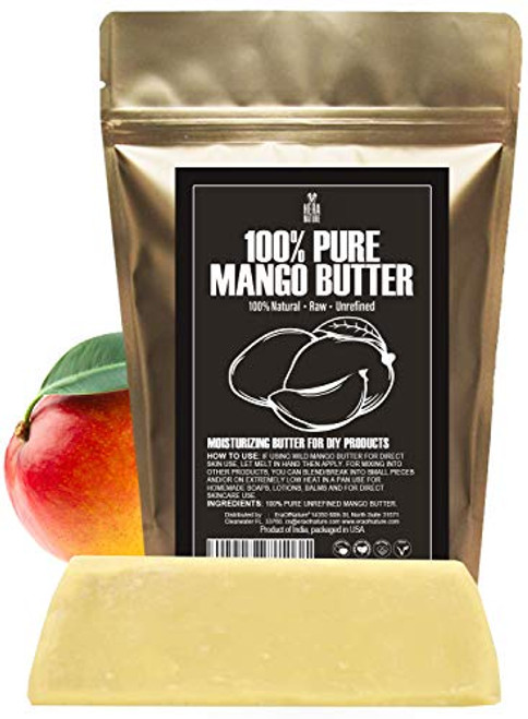 Raw  Unrefined Mango Butter Bar  16 oz   Amazing Moisturizer  Use Alone or in DIY Body Butters  Soaps  Lotions and lip balm   Natural  Pure and Fresh  USA