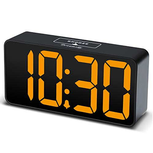DreamSky Compact Digital Alarm Clock with USB Port for Charging  Adjustable Brightness Dimmer  Bold Digit Display  12 24Hr  Snooze  Adjustable Alarm Volume  Small Desk Bedroom Bedside Clocks