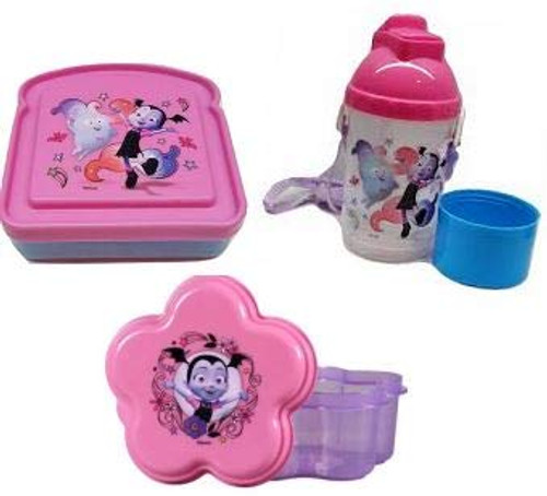 Vampirina BPA Free Plastic Flower Shaped Snack and Sandwich Container with Snack Rock N Sip Canteen by Zak Designs Set Vampirina BPA Free Plastic Flower Shaped Snack and Sandwich Container with Snack Rock N Sip Canteen by Zak Designs Set