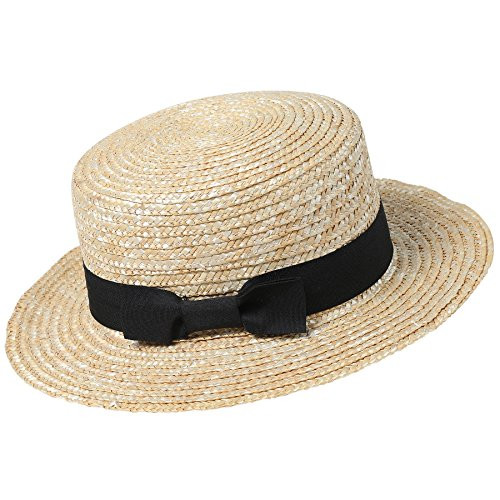 BABEYOND Men s 1920s Brim Boater Hat Gatsby Straw Hat 20s Costume Accessories  Black  Small Medium