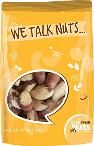 Farm Fresh Nuts BRAZIL NUTS Dry Roasted With Health Himalayan Salt  1 LB  Salted Brazilian nuts  Oven Roasted  No Oil  Whole  Shelled  Handpicked for Freshness