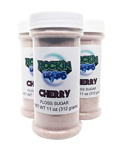 ROCKINDROPS Cotton Candy Pre Mixed Floss Sugar Fairy Floss 11oz   3 Pack  Cherry