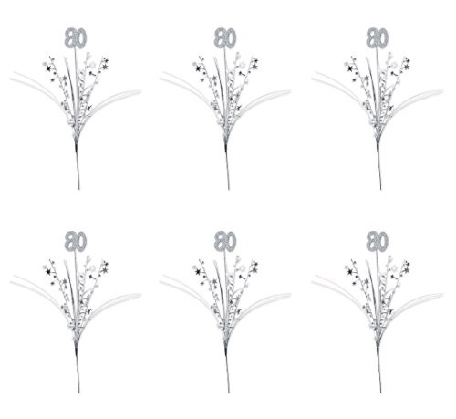 Beistle 52177-80, 6 Piece Glittered "80" Metallic Star Sprays, 23"