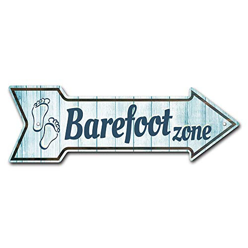 SignMission Barefoot Zone Arrow Plastic Sign  30  Wide